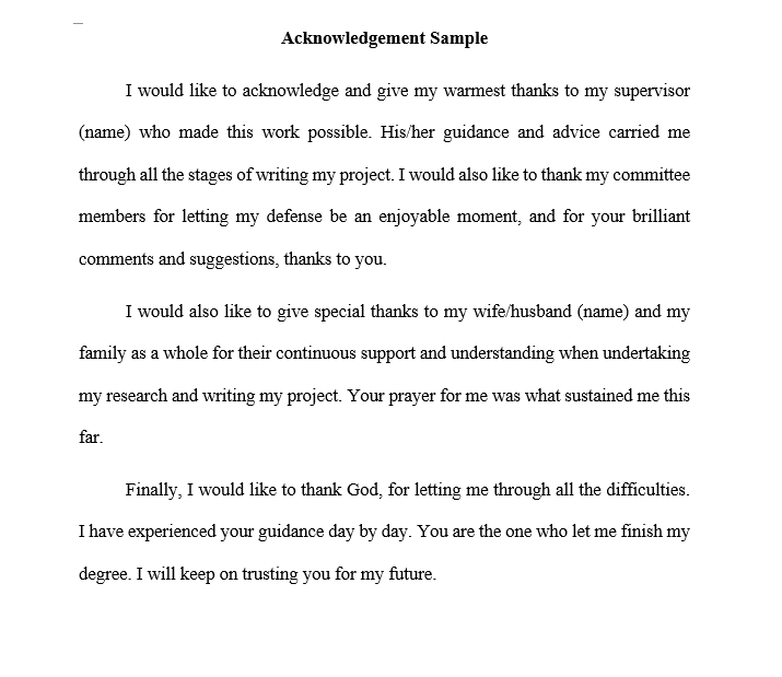 Example Of Acknowledgement For Report